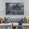 Drop-Shipping Framed Canvas Wall Art Decor Painting For Halloween, Haunted Ghost Hause Painting For Halloween Gift, Decoration For Halloween Office Li
