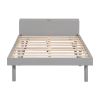 Modern Design Twin Size Platform Bed Frame with Built-in USB port for Grey Color - as Pic