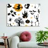 Drop-Shipping Framed Canvas Wall Art Decor Painting For Halloween, Halloween Scene Painting For Halloween Gift, Decoration For Halloween Living Room,