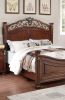 Formal Traditional Dark Cherry Color 1pc Queen Size Bed Tufted Faux Leather Headboard Footboard Bedframe - as Pic