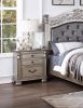 Classic Bedroom Formal Nightstand Antique Silver Finish 2-Drawers 1pc Bedside Table Plywood Furniture - as Pic