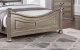 Formal Traditional Antique Silver 1pc California King Size Bed Unique Design Headboard Footboard Bedframe - as Pic