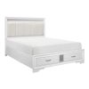 Modern Glam White Finish 1pc Queen Platform Bed with Drawers Storage Upholstered Headboard Silver Glitter Accent Wooden Bedroom Furniture - as Pic