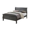 Classic Contemporary California King Size Bed Gray Louis Phillipe Solidwood 1pc Bed Bedroom Sleigh Bed - as Pic