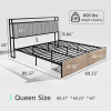 Queen Bed Frame with Storage, Ergonomic Headboard, Bed Frame with 2 Storage Drawers, Built in Charging Station & LED, Outlets & USB, Queen Size, Noise
