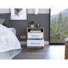 Rowley 2-Drawer 1-Shelf Rectangle Nightstand White and Light Oak - as Pic