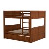Full Over Full Bunk Bed with Twin Size Trundle, Walnut (old sku: LP000250AAL) - as pic