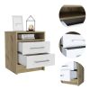 Rowley 2-Drawer 1-Shelf Rectangle Nightstand White and Light Oak - as Pic