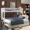 Twin over Pull-out Bunk Bed with Trundle, White - as pic