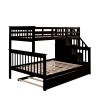 Twin-Over-Full Bunk Bed with Twin size Trundle, Storage and Guard Rail for Bedroom, Dorm, for Adults, Espresso(OLD SKU :LT000119AAP) - as Pic