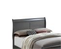 Classic Contemporary California King Size Bed Gray Louis Phillipe Solidwood 1pc Bed Bedroom Sleigh Bed - as Pic