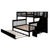 Twin-Over-Full Bunk Bed with Twin size Trundle, Storage and Guard Rail for Bedroom, Dorm, for Adults, Espresso(OLD SKU :LT000119AAP) - as Pic