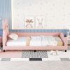 Twin Size Upholstered Daybed with Carton Ears Shaped Headboard, Pink - as Pic