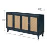 Handcrafted Premium Grain Panels,Rattan Sideboard Buffer Cabinet,Accent Storage Cabinet With 4 Rattan Doors, Modern Storage Cupboard Console Table wit
