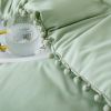 Boho Comforter Set, Boho Bedding set with Pom Poms Fringe Design, 1 Aesthetic Comforter and 2 Pillowshams - Sage Green - Full