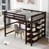 Full Size Loft Bed with Storage Shelves and Under-bed Desk, Espresso(OLD SKU:SM000246AAP-1) - as pic