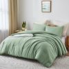 Boho Comforter Set, Boho Bedding set with Pom Poms Fringe Design, 1 Aesthetic Comforter and 2 Pillowshams - Sage Green - Full