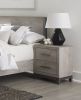 Attractive Gray Finish 1pc Nightstand of 2x Drawers Metal Bar Hardware Premium Melamine Board Wooden Bedroom Furniture - as Pic
