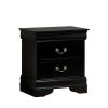 1pc Nightstand Black Louis Philippe Solid wood English Dovetail Construction Antique Nickle Hanging Pulls - as Pic