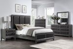 Modern Styling Bedroom 1pc Nightstand of 2 Drawers Faux Leather Upholstered Gray Classic Design Wooden Furniture - as Pic