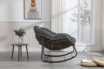 Outdoor Rattan Rocking Chair,Padded Cushion Rocker Recliner Chair Outdoor for Front Porch, Living Room, Patio, Garden, Grey - as Pic