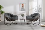 Outdoor Rattan Rocking Chair,Padded Cushion Rocker Recliner Chair Outdoor for Front Porch, Living Room, Patio, Garden, Grey - as Pic
