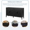 Four Door Wooden Twill Sideboard American Country Vintage Old Living Room Dining Room Hallway Entryway Cabinet (BLACK) - as Pic