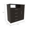 2 Piece Bedroom Set, London Armoire + Rioja 4 Drawer Dresser, Black - as Pic
