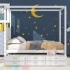Queen Size Canopy Platform Bed with Twin Size Trundle and Three Storage Drawers,White - as Pic
