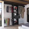 Manchester 250 Closet System, Five Open Shelves, One Drawer, Three Metal Rods -Black - as Pic