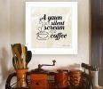 "A Silent Scream for Coffee" by Susan Ball, Ready to Hang Framed Print, White Frame - as Pic