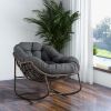 Outdoor Rattan Rocking Chair,Padded Cushion Rocker Recliner Chair Outdoor for Front Porch, Living Room, Patio, Garden, Grey - as Pic