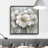 Hand Painted Oil Paintings Hand Painted Square Floral / Botanical Pop Art Living Room Hallway Bedroom Luxurious Decorative Painting - 60x60cm - 01