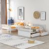 Full over Full Bunk Bed with Drawers, Convertible Beds, White(OLD SKU: SM000241AAK-1) - as Pic