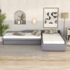 Upholstered Double Twin Size Daybed with Trundle and Drawer, Gray - as Pic