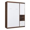 Twin Size Murphy Bed Wall Bed with Cabinet,White - as Pic