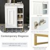 24inch White Bathroom Vanity Sink Combo for Small Space, Modern Design with Ceramic Basin, Gold Legs and Semi-open Storage(Faucet Not Included) - as P