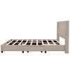 Queen Size Storage Bed Linen Upholstered Platform Bed with 3 Drawers (Beige) - as Pic