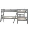 L-Shaped Bunk Bed with Ladder,Twin Size-Gray(OLD SKU :LP000020AAE) - as Pic