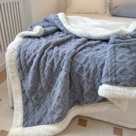 1PC Reversible Sherpa Throw Blanket, Textured Plush Warm Blanket For Sofa Couch Bedroom (Option: Dark Blue-39x59 inch)