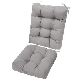 2Pcs Waterproof Rocking Chair Cushion Upper And Lower Back And Seat Sets With Non-Slip Ties Oxford Cloth Surface Polyester Filling Comfortable Fo (Color: Grey)