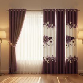 6-Piece Purple And White Gardenia Window Curtain And Sheer Panel Set (Option: STANDARD)