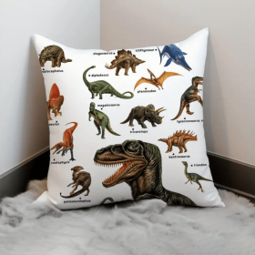Wild Dinosaur Pillow Cover - Animal Dinosaur Pillowcase Tyrannosaurus Rex Brachiosaurus Dinosaur Pillowcase Square 18x18 Suitable For Boys' Room (Option: XY5089022)