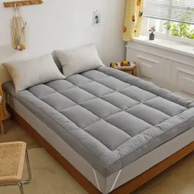 Topper Pad For Mattress Queen (Color: Gray)