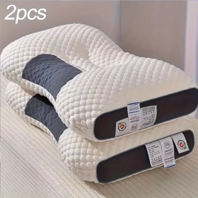 YBZ 3D Knitted Cotton Massage Pillow -white  2pack (Color: White)