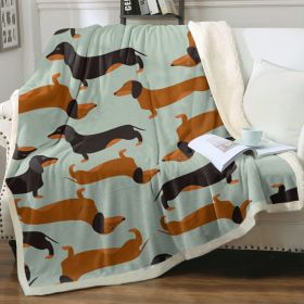 Dachshund Printed Sherpa Fleece Blanket 50x60 60x80 Inches Soft Warm Cozy Air Conditioning Nap Blanket For Girls Boys Adults Toddler Bedroom Deco (Option: 130cmx150cm-Green)